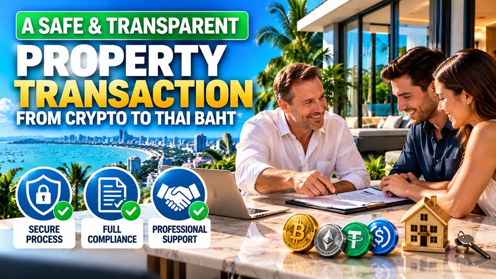 Crypto to Thai Baht property transaction support for buying or renting Pattaya property